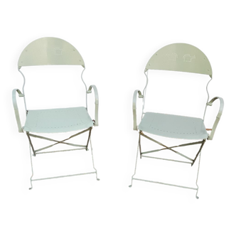 Pair of folding armchairs
