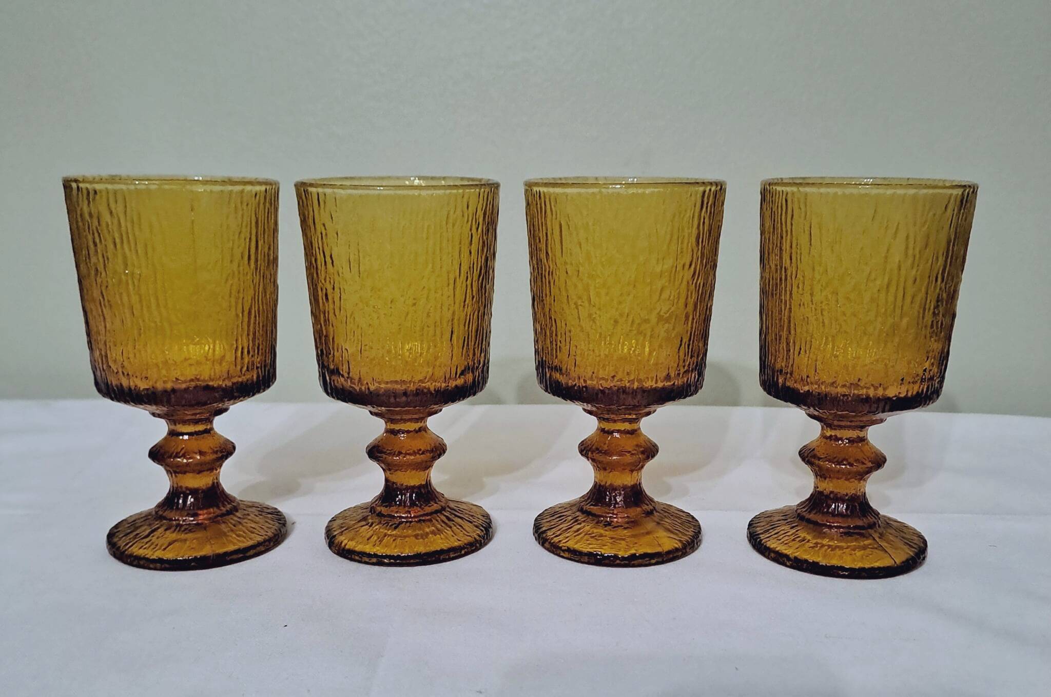 Vintage Codec Una Amber Stemmed Glasses