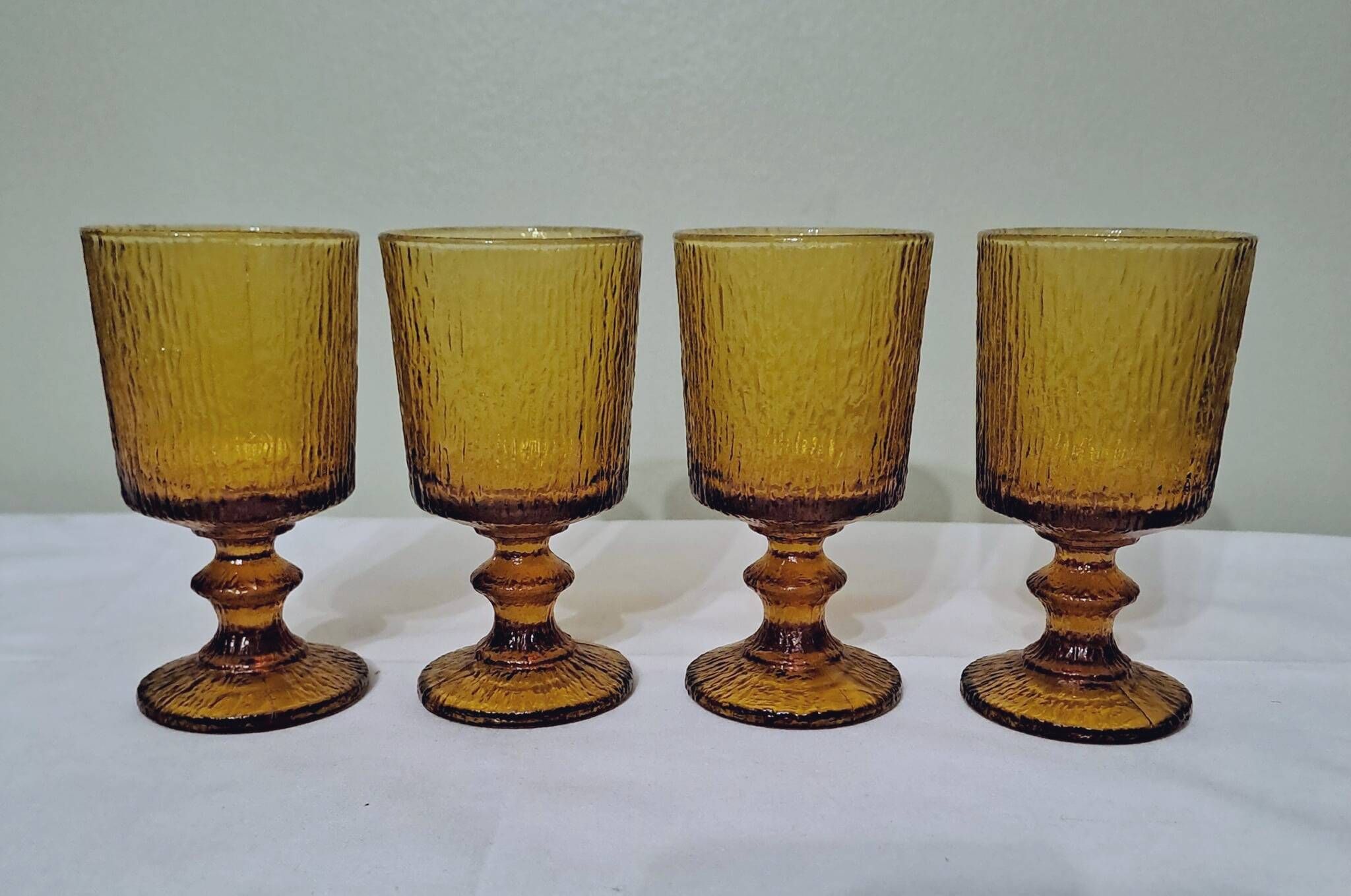 Vintage Codec Una Amber Stemmed Glasses
