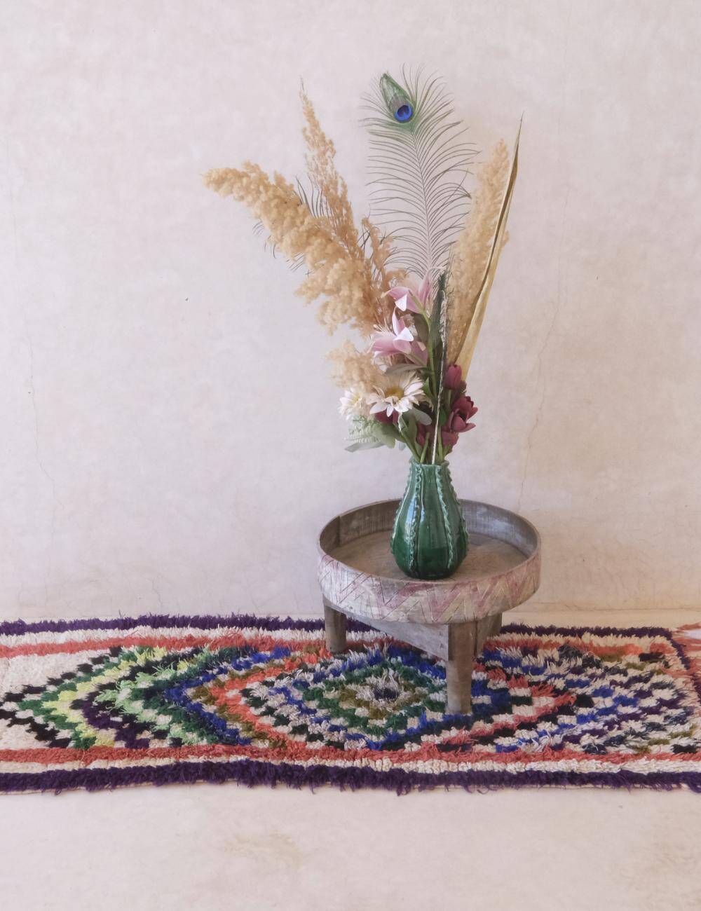 Azilal Vintage Colorful Rug - 137 x 57 cm