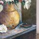 Bouquet in a gold vase, oil on canvas