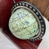 Serres-livres vintage en bois, mappemondes rotatives