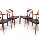 Ensemble de quatre chaises de salle à manger danoises des années 1950, modèles 62 et 78, par Niels Molle