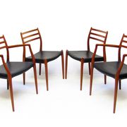 Set of Four 1950s Danish Model 62 and Model 78 Dining Chairs by Niels Molle