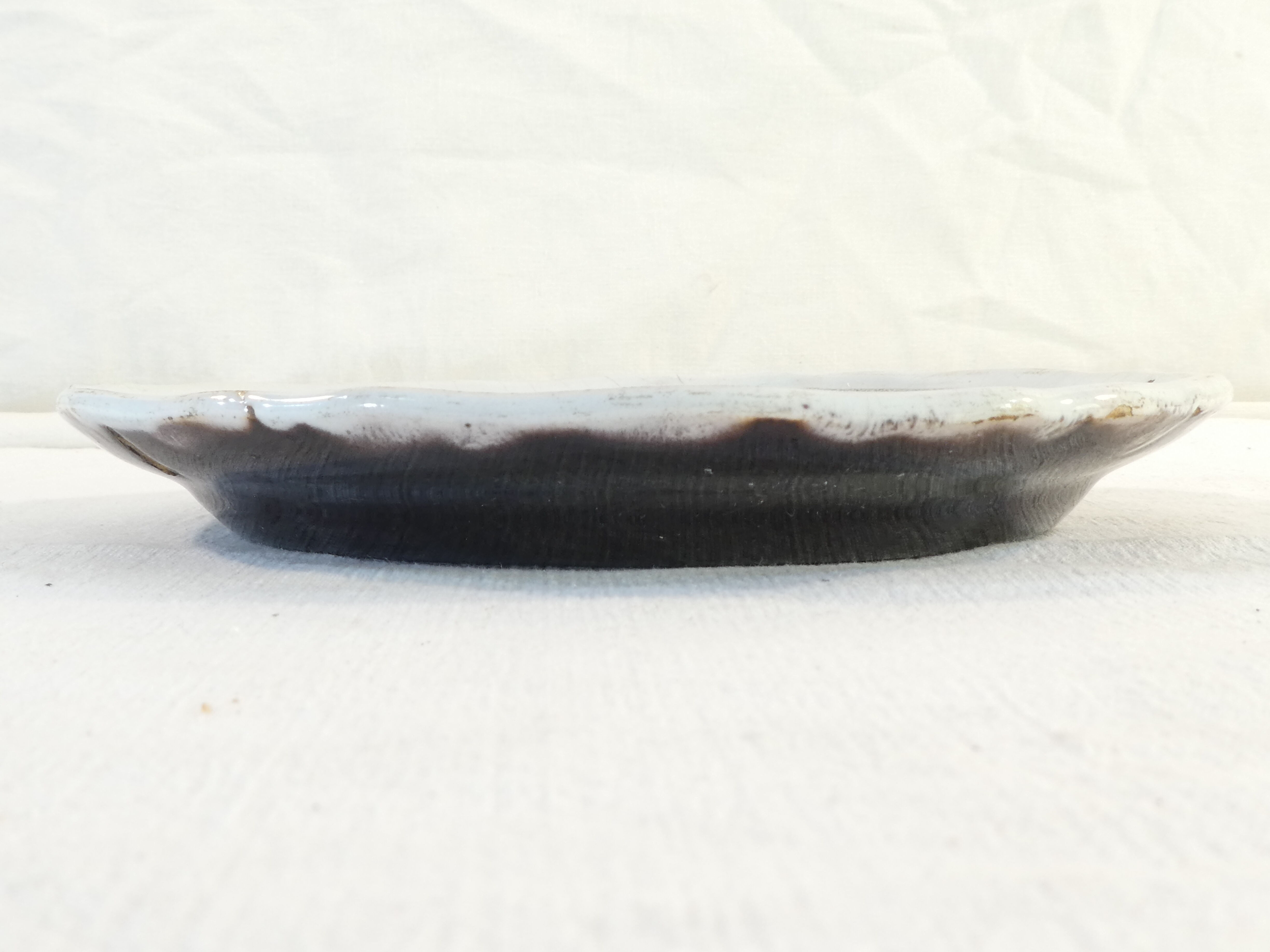 Plate cul noir 19 eme in faience of rouen de la metairie