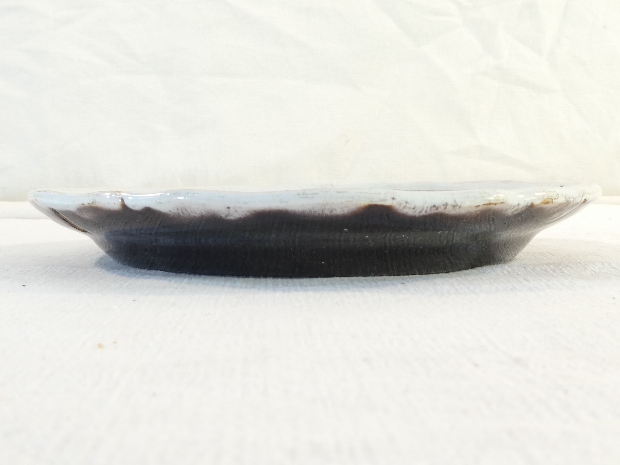 Plate cul noir 19 eme in faience of rouen de la metairie