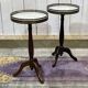 Pair of Louis XVI style mahogany side tables with marble tops