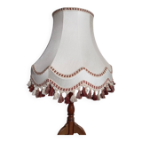 Vintage XXL pagoda lampshade with ecru fabric headband and fringes