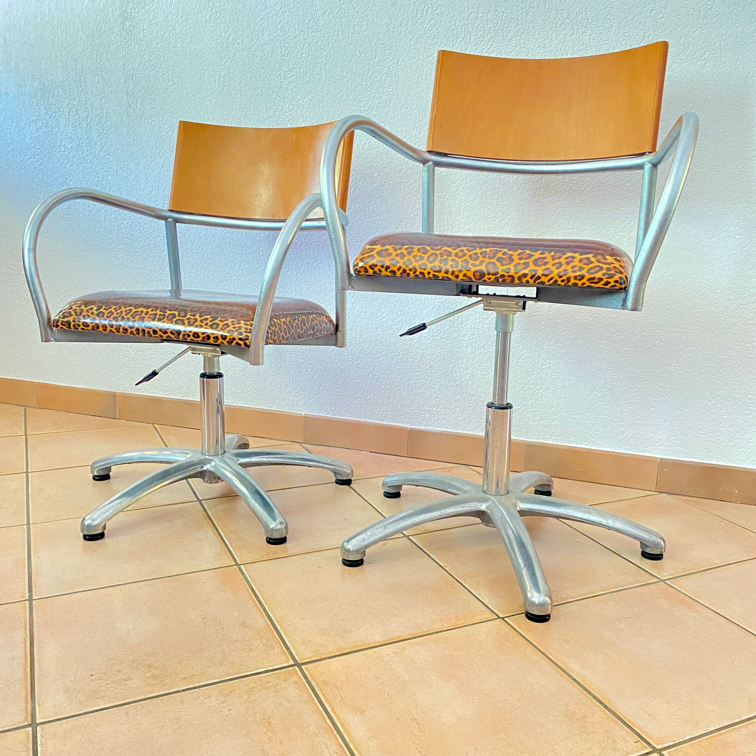 Pair of 1980 high-rise armchairs