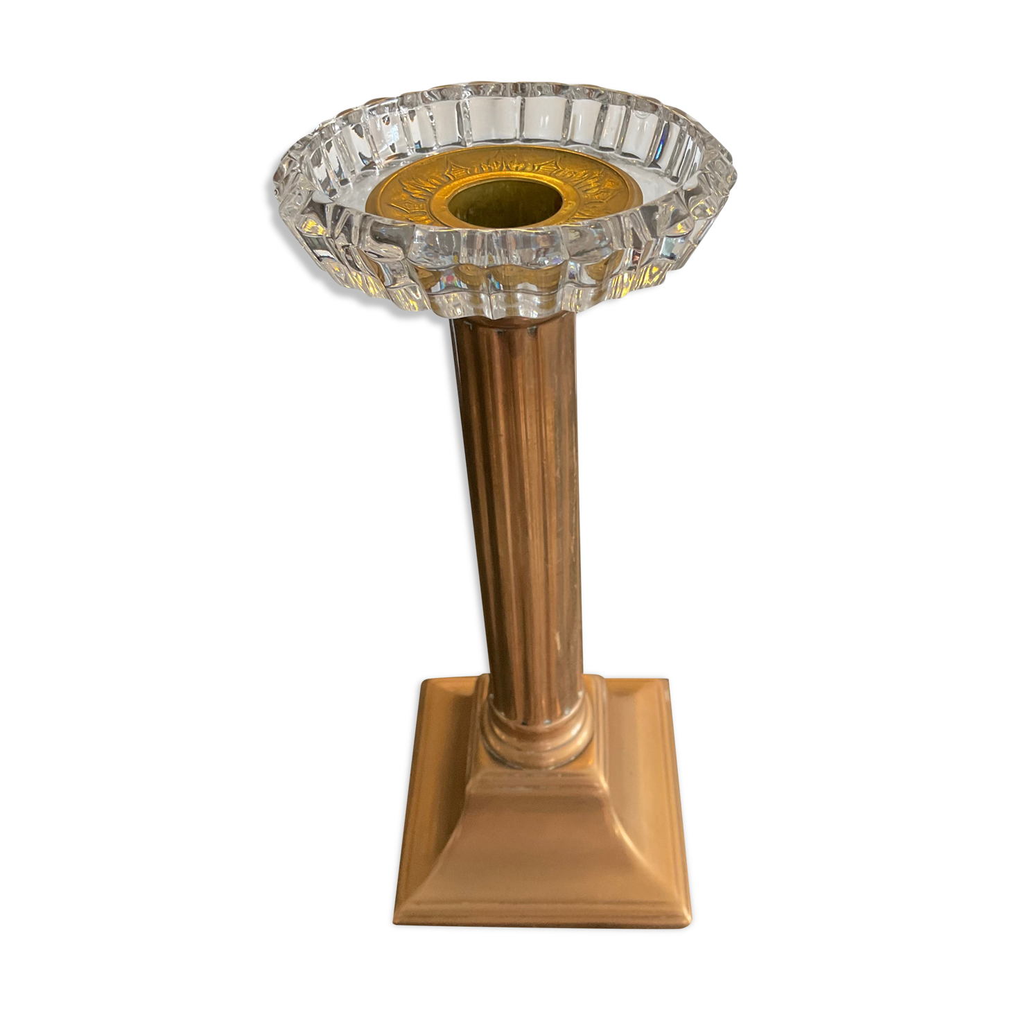 Baccarat crystal candle holder and copper