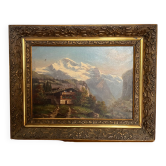 Tableau ancien : huile sur toile - paysage