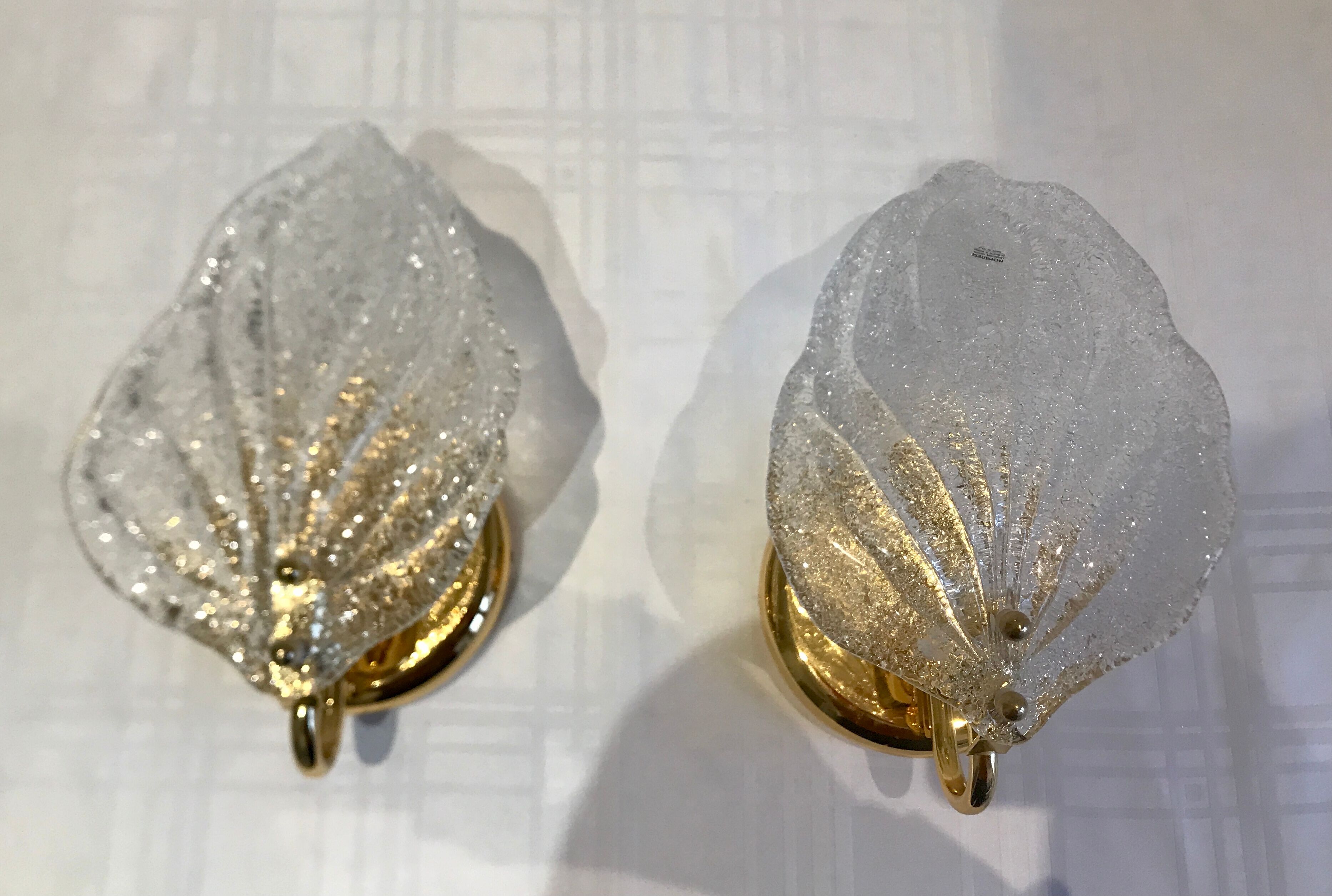 Pair of wall lamps Murano glass sheet