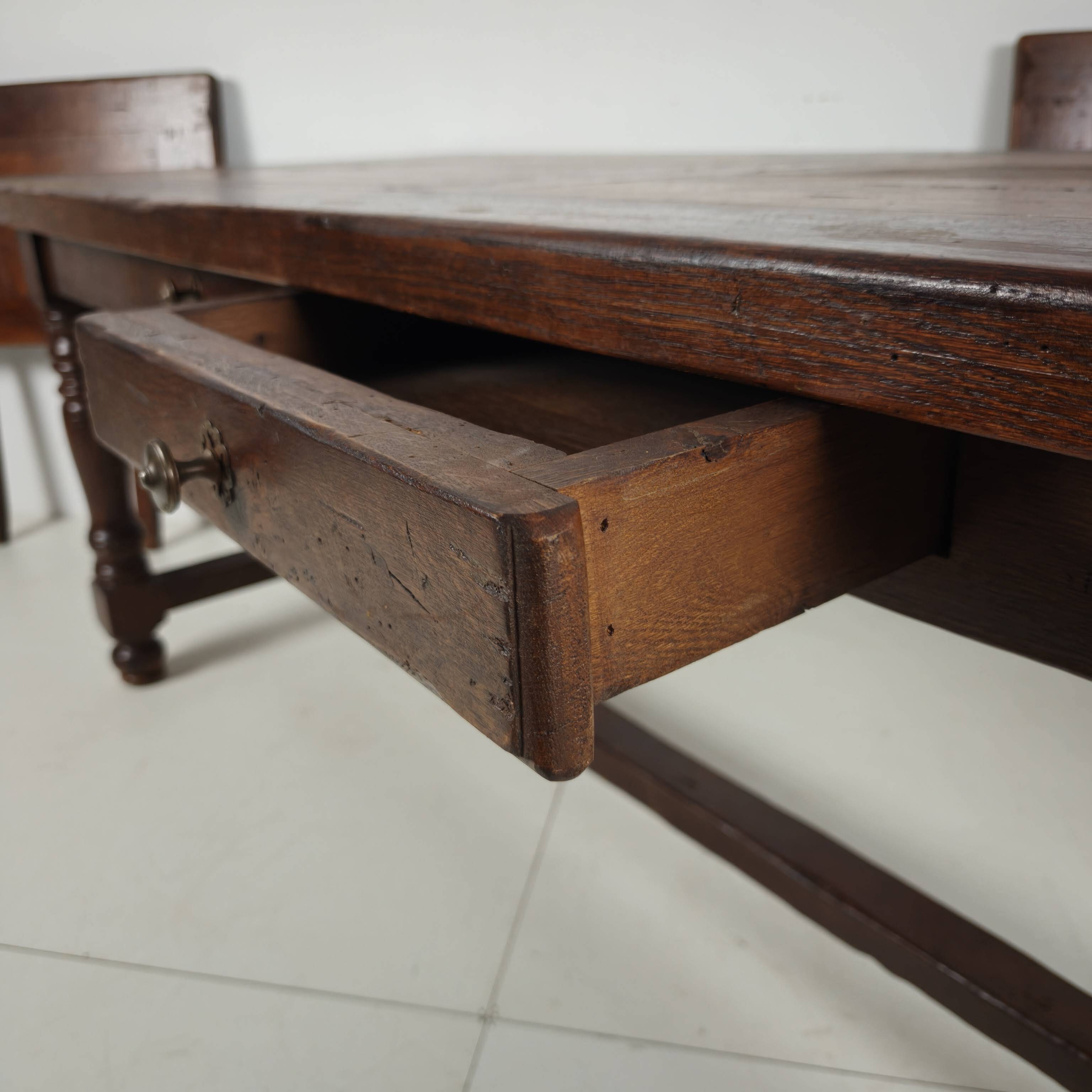 Large French Oak Monastery Table 320/220 cm, early 20th Century