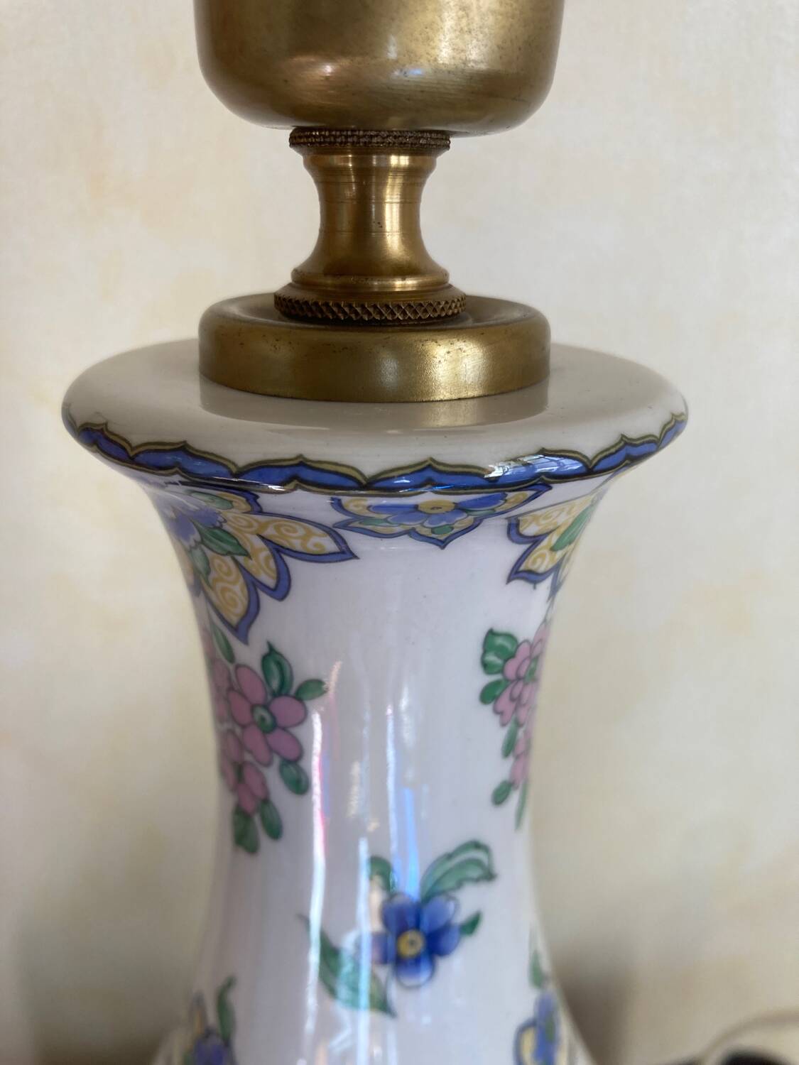 Porcelain and brass lamp base H 41cm