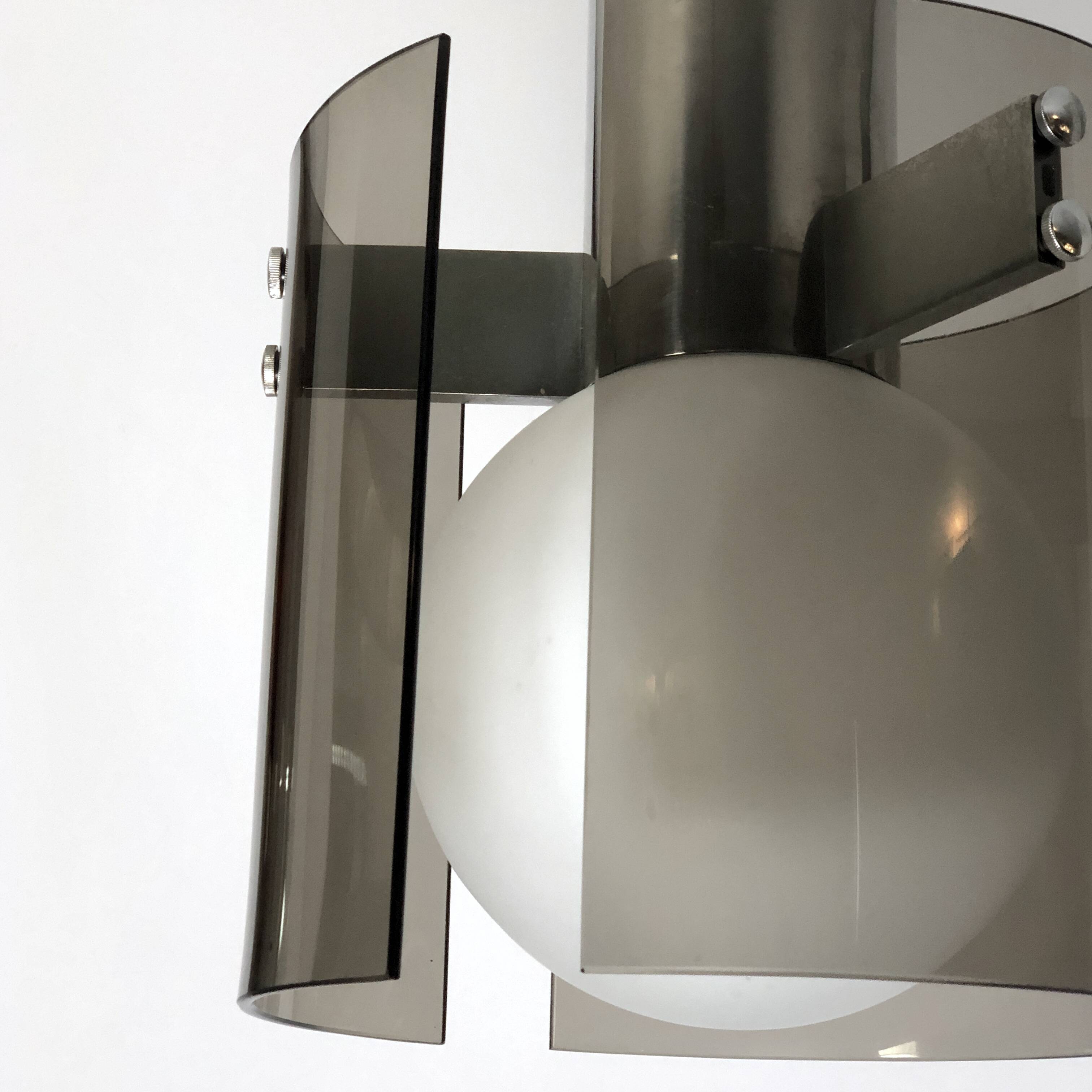 Veca, Italian vintage glass and chrome chandelier