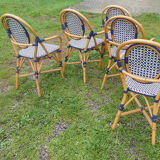 Lot of 5 bistro chairs type "Parisian" white and blue
