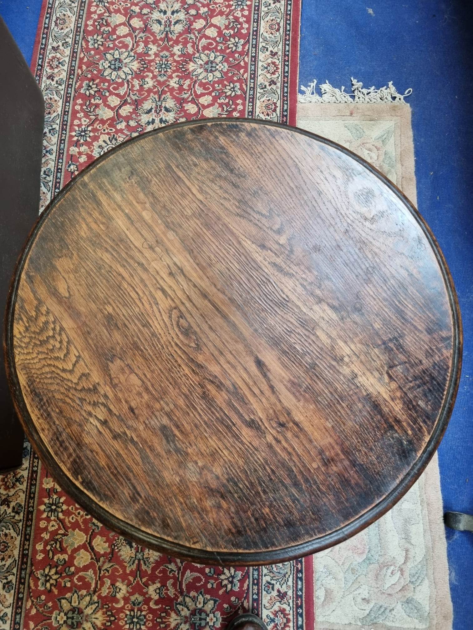 Oak tripod pedestal table