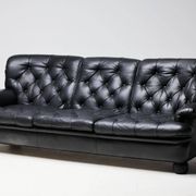 Three-seater sofa "Jupiter" in black leather by Arne Norell, Sweden, 1960.