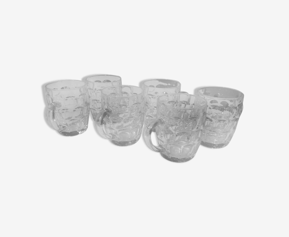 6 chopes à bière en verre "france "