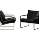 Preben Fabricius Black Leather Lounge Chairs Model 710, Walter Knoll