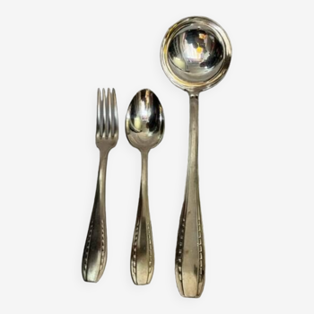 Art-deco cutlery in silver metal