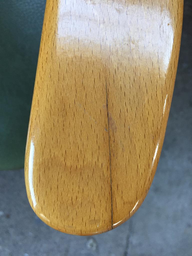 Chair in green skaï and wood 60s