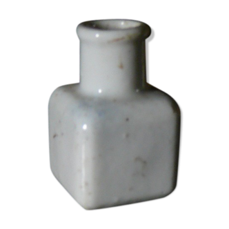 Square white porcelain inkwell with collar