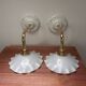 Pair: white opaline wall lights
