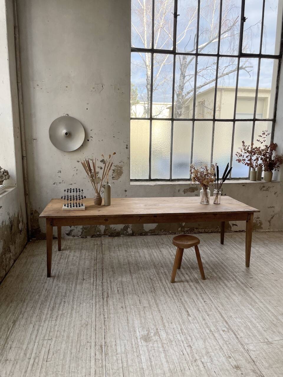 Farmhouse table with spindle legs in oak and pine, 2.5m