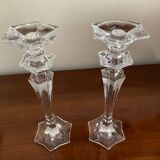 Pair of glass candle holders