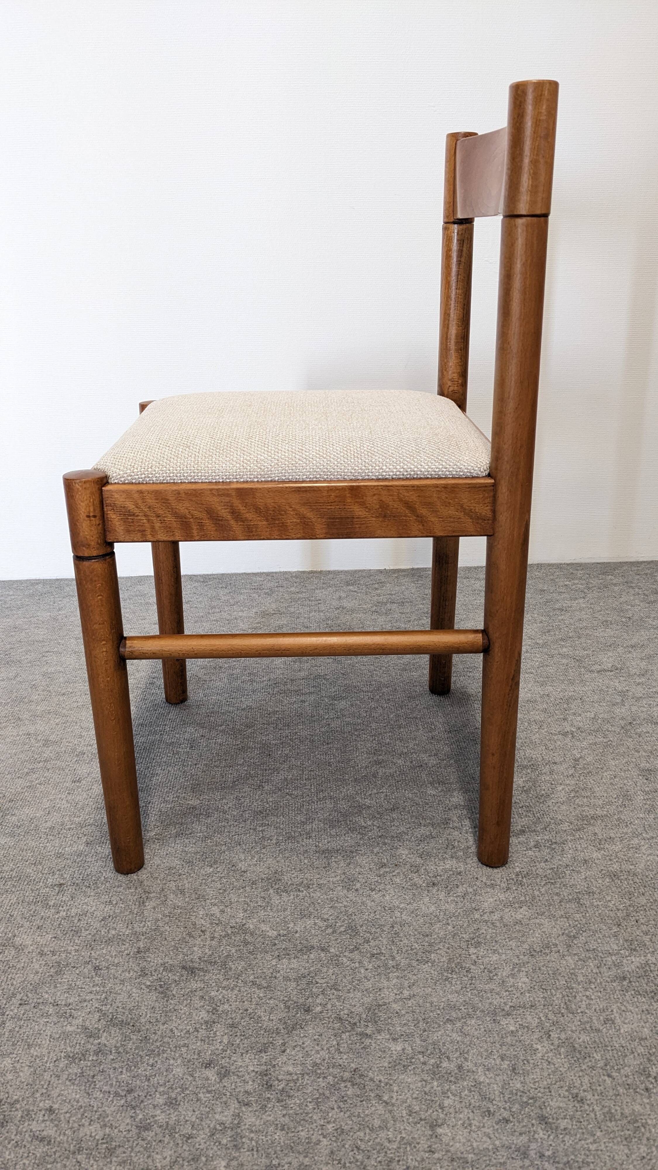 Set of 6 brutalist beech chairs, France circa 1970