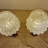Duo lamps chiseled glass antique bronze base