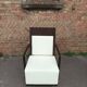 Old armchair white leather art deco design André sornay