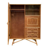 Armoire rotin et pieds compas 1960