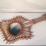 Mirror vintage rattan guitar - 70s - 76x37cm