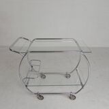 Art Deco trolley, chrome serving cart, 1950s