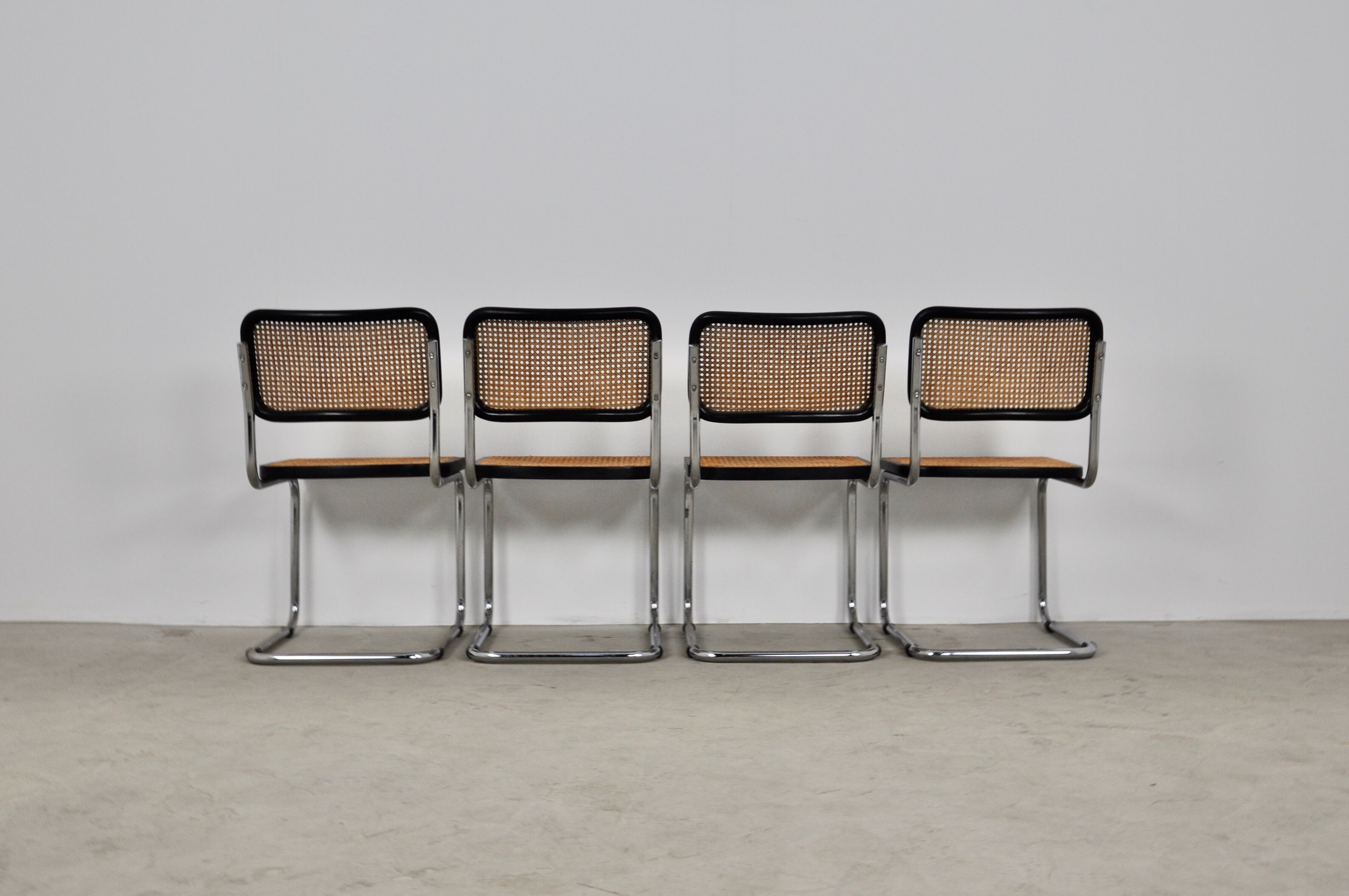 Set of 4 black dinning chairs B32 by Marcel Breuer