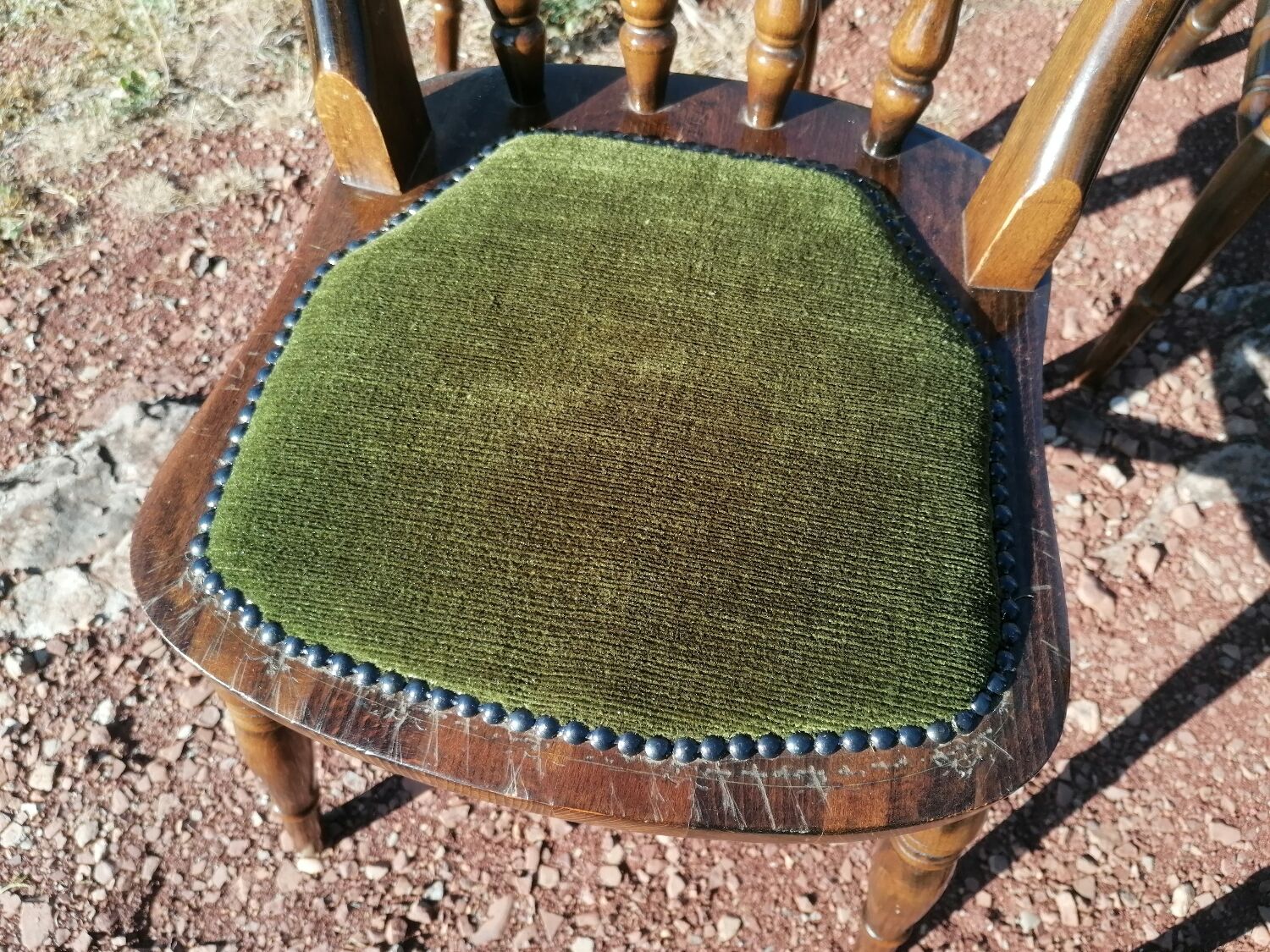 Set of 4 vintage reupholstered English country seat ltd bistro chairs