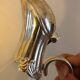 Carafe canard vintage en verre et argent