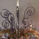 Venetian chandelier in blue and amber Murano glass, 12 light arms, circa 1980.