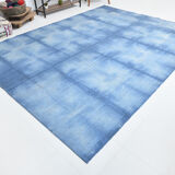 Shades of blue flatweave vintage rug 359x269cm