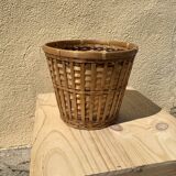 Basket high cache vintage rattan pot