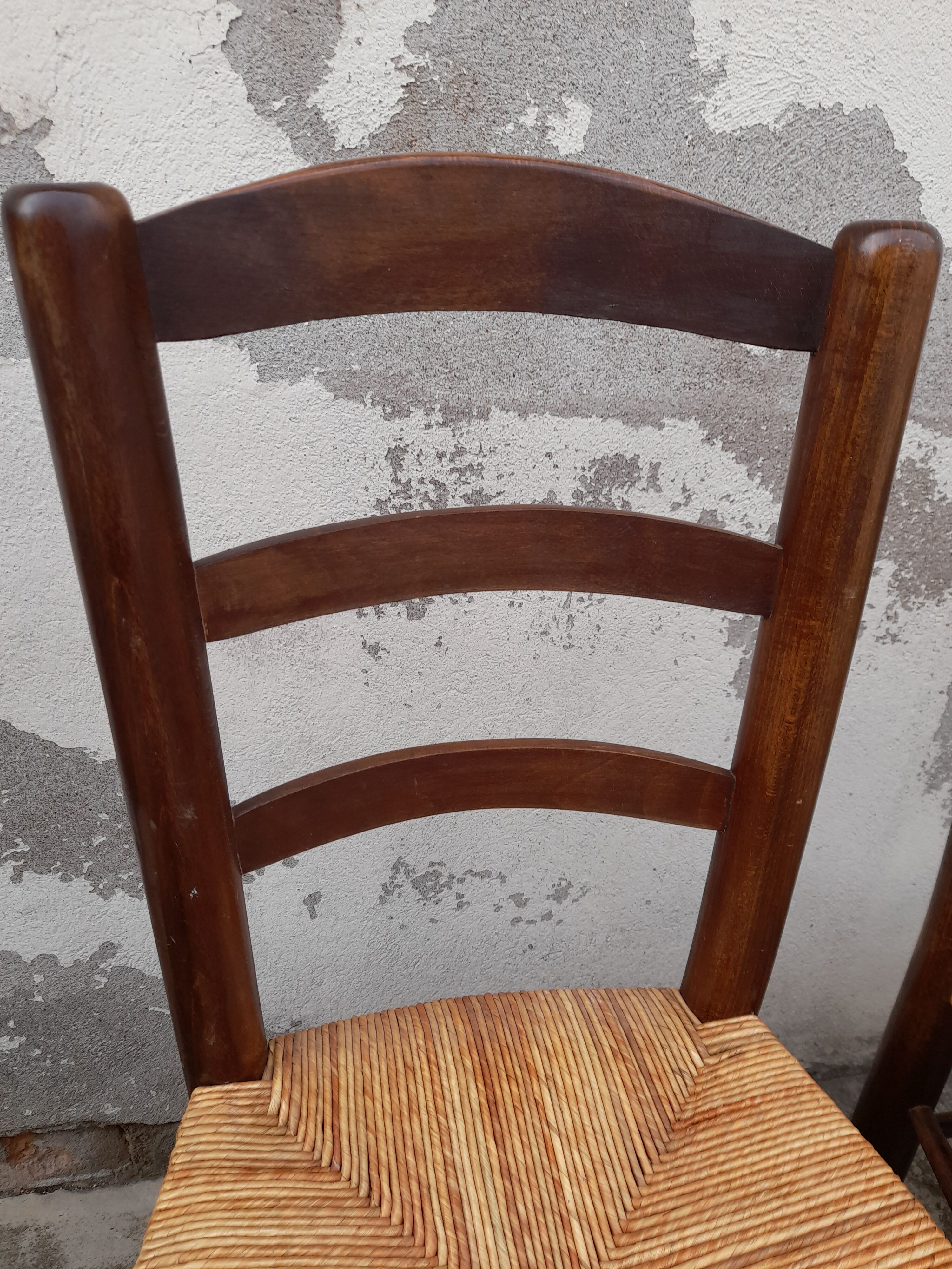 Série de 10 chaises paillé rustique anciennes