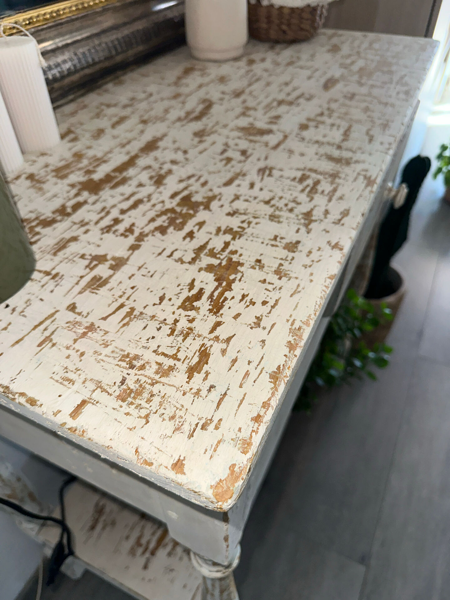 Patinated wooden work table
