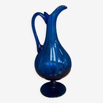 Bluish glass pitcher Stil Novo contemporary Italian work shower foot