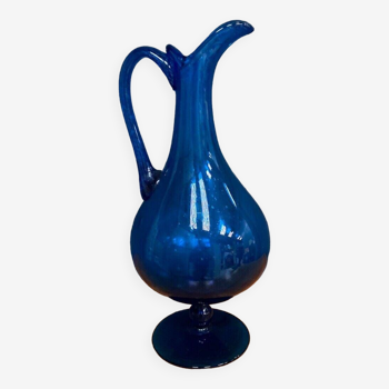 Pichet verre bleuâtre Stil Novo travail italien contemporain pied douche