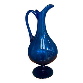 Bluish glass pitcher Stil Novo contemporary Italian work shower foot