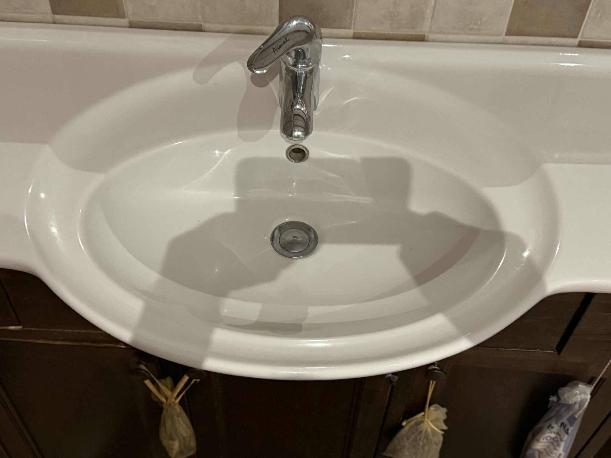 Vintage Poplar Wood Vanity Cabinet with Wash Basin, 1960s, Set of 2