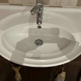 Vintage Poplar Wood Vanity Cabinet with Wash Basin, 1960s, Set of 2