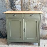 Buffet parisien kaki et bois brut